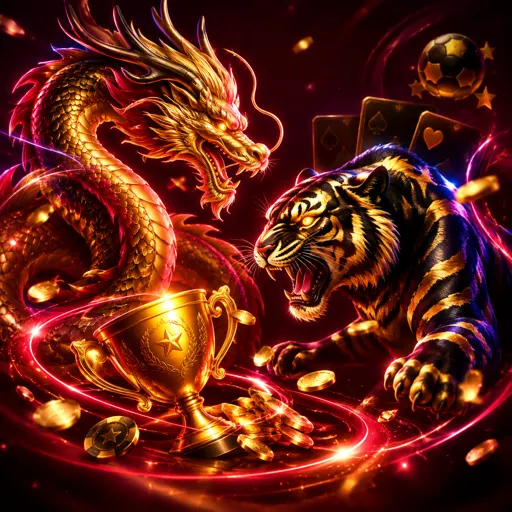Mesa de Dragon Tiger com cartas do dragão e do tigre